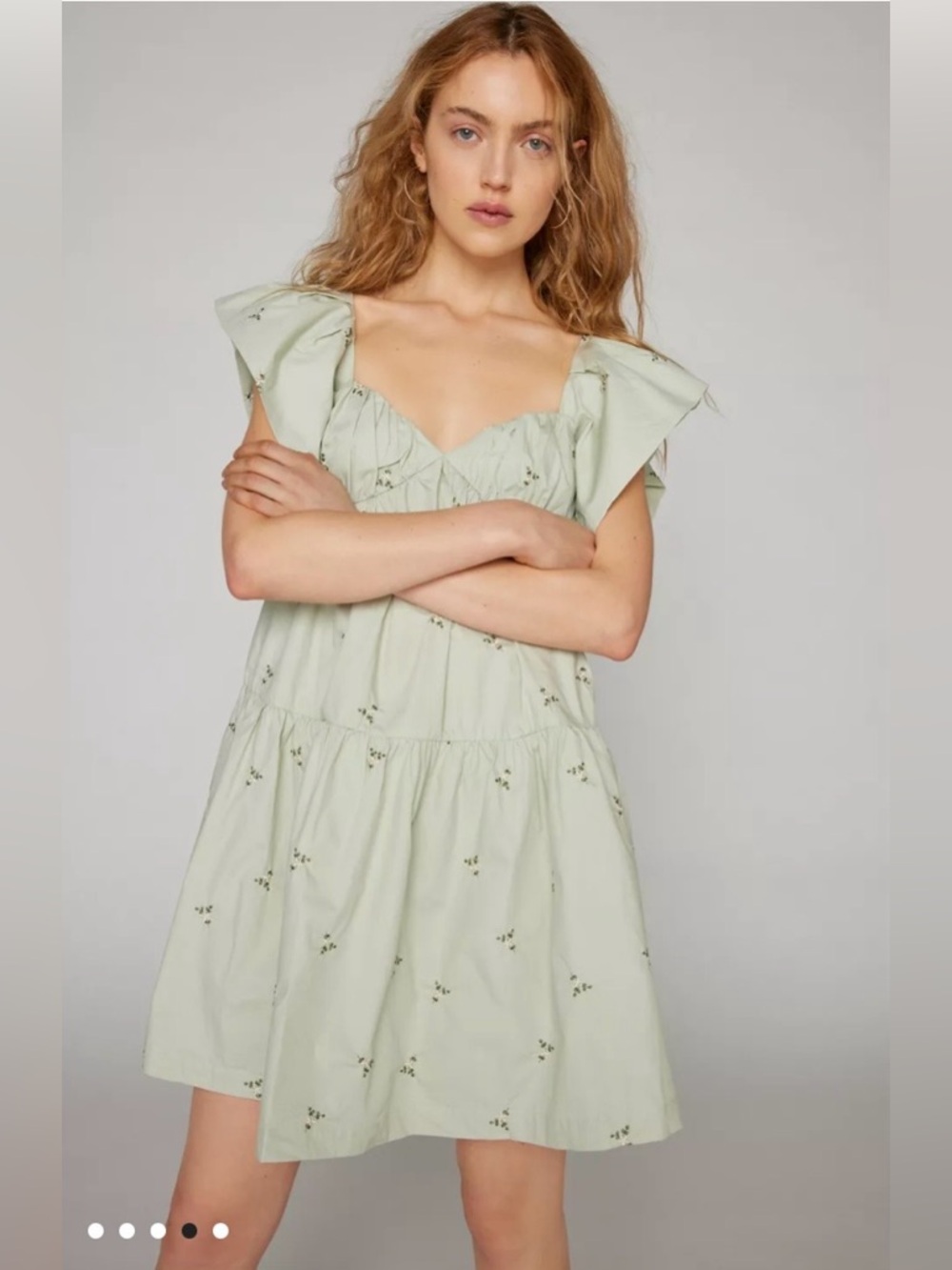 En Saison Anya Embroidered Floral Mini Babydoll Dress Feminine‎ Dainty Festival